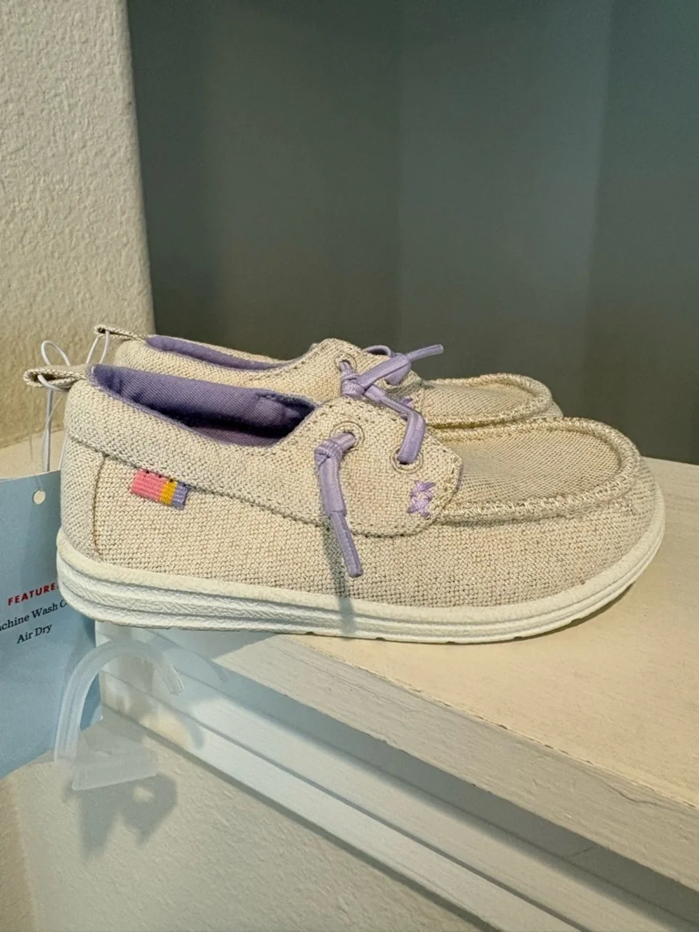 Girls Bobby Sneakers Slip On Beige/ Purple Cat & Jack Kids Child Toddler Sz 8